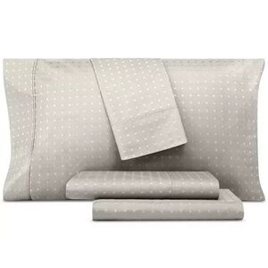 AQ Textiles Ultra Lux Swiss Dot 1000-Thread Count 4-Pc Queen Silv Gray Sheet Set